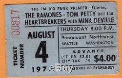 Original 1977 The Ramones Tom Petty Mink Deville concert ticket stub Seattle