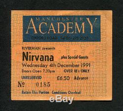 Original 1991 Nirvana concert ticket stub Manchester UK Nevermind