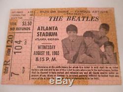 Original Beatles 1965 Atlanta Stadium Concert Ticket Stub + Tour Book August 18