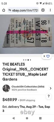 Original Beatles ticket stub 1965, Maple Leaf Gardens, compare to other sellers