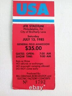 Original LIVE AID Concert Ticket Stub! JFK Stadium Philadelphia 1985 RARE