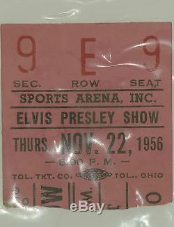 Original Nov 22 1956 Elvis Presley Concert ticket stub. Toledo Ohio