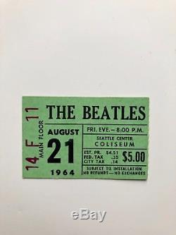 Original Rare 1964 Beatles Concert Ticket Stub Seattle Center Coliseum