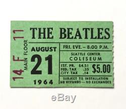 Original Rare 1964 Beatles Concert Ticket Stub Seattle Center Coliseum