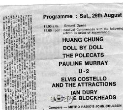 Original Rare 1981 U2 Elvis Costello Concert Ticket Stub October Tour Gateshead