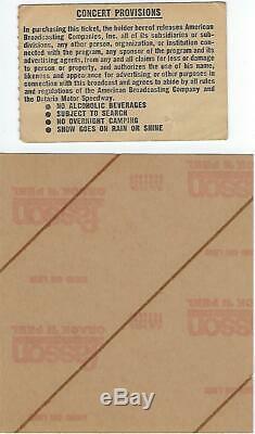 Original Vintage 1974 California Jam Concert Ticket Stub & Press Cloth Pass