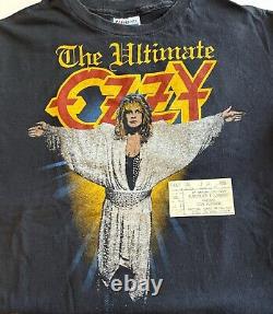 Ozzy Osborne Ultimate Sin Tour Shirt With Original Ticket Stub From Concert Vtg