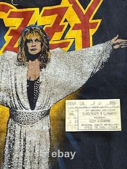 Ozzy Osborne Ultimate Sin Tour Shirt With Original Ticket Stub From Concert Vtg