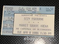 Ozzy Osbourne 1986 concert ticket stub Metallica opening Master of Puppets