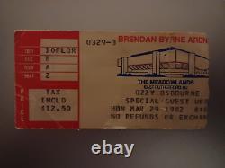 Ozzy Osbourne Diary of a Madman Concert Ticket Stub Brendan Byrne Arena 3/29/82