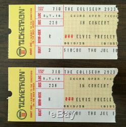 PAIR of Authentic 1975 Elvis Presley concert ticket stubs 1/w FULL NAME & COAs