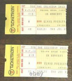 PAIR of Authentic 1975 Elvis Presley concert ticket stubs 2/w FULL NAME & COAs