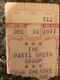 Patti Smith 1977 Nye Concert Ticket Stub Mega Rare Cbgb 12/31/77 Nyc Ramones