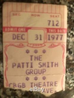 PATTI SMITH 1977 NYE Concert Ticket Stub Mega Rare CBGB 12/31/77 NYC ramones