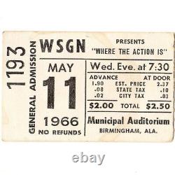 PAUL REVERE Concert Ticket Stub BIRMINGHAM 5/11/66 WHERE THE ACTION IS TV SHOW