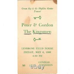 PETER & GORDON THE KINGSMEN Concert Ticket Stub HANOVER NH 5/6/66 DARTMOUTH
