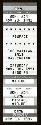 PIGFACE Unused Concert Ticket Stub 11-30-1991 The Vatican Texas