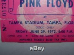 PINK FLOYD 1973 Concert Ticket Stub TAMPA'Dark Side Of The Moon' Tour MEGA RARE