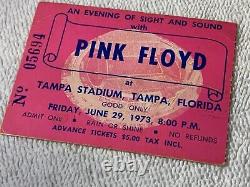 PINK FLOYD 1973 Concert Ticket Stub TAMPA STADIUM USA Dark Side Tour MEGA RARE