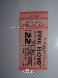 PINK FLOYD 1977 Concert Ticket Stub MIAMI FL BASEBALL STADIUM Animals MEGA RARE