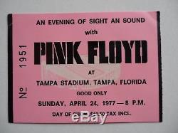 PINK FLOYD 1977 Original CONCERT TICKET STUB Animals Tour Tampa Stadium