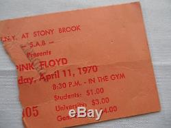 PINK FLOYD Original 1970 CONCERT Ticket STUB Stony Brook
