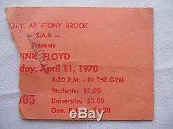 PINK FLOYD Original 1970 CONCERT Ticket STUB Stony Brook