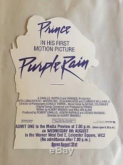 PRINCE Concert Ticket Movie Stub August 8,1984 PURPLE RAIN LONDON ENGLAND CINEMA