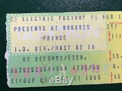 PRINCE RARE Feb 11, 1980 Concert At Bogarts Ticket stub