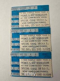 PRINCE & THE REVOLUTION 3 Concert TICKET STUBS LB ARENA Mar 12, 1985