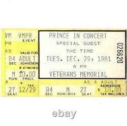 PRINCE & THE TIME Concert Ticket Stub COLUMBUS OH 12/29/81 CONTROVERSY TOUR Rare