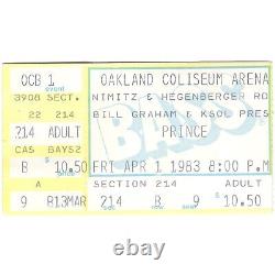 PRINCE and THE TIME & VANITY 6 Concert Ticket Stub OAKLAND 4/1/83 THE 1999 TOUR