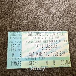 Patti Labelle Concert Ticket Stub Mar 14 1998 Dar Constitution Hall