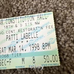 Patti Labelle Concert Ticket Stub Mar 14 1998 Dar Constitution Hall