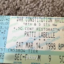 Patti Labelle Concert Ticket Stub Mar 14 1998 Dar Constitution Hall