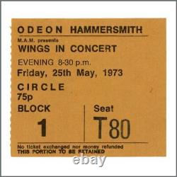 Paul McCartney & Wings 1973 Odeon Hammersmith Concert Ticket Stub (UK)