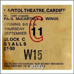 Paul McCartney & Wings 1975 Capitol Cardiff Concert Ticket Stub (UK)
