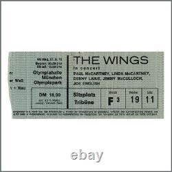 Paul McCartney & Wings 1976 Olympiahalle Munich Concert Ticket Stub (Germany)