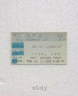 Pearl Jam Concert Ticket Stub Great Western Forum 7/13/98 Vault Series Date