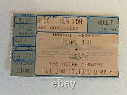 Pearl Jam Concert Ticket Stub Moore Theater 1992 Seattle Even Flow Video