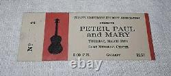 Peter Paul And Mary Concert Ticket Stub March 18, 1965 Trinity University