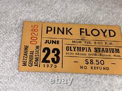 Pink Floyd 1975 Concert Ticket Stub Roger Waters David Gilmour Olympia Stadium