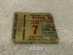 Pink Floyd 1975 Concert Tour Ticket Stub Roger Waters David Gilmour Nick Mason