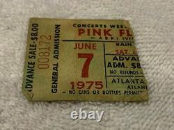 Pink Floyd 1975 Concert Tour Ticket Stub Roger Waters David Gilmour Nick Mason