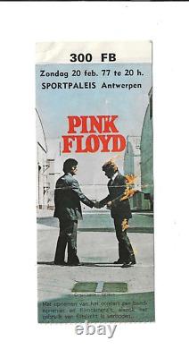 Pink Floyd 1977 Antwerp Belgium Concert Ticket Febuary 20