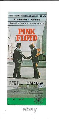 Pink Floyd 1977 Frankfurt Germany Concert Ticket January 26