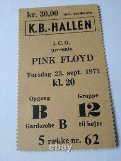 Pink Floyd concert ticket stub 1971 Denmark very rare