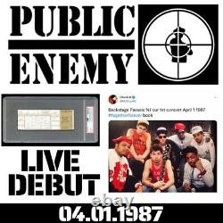 Public Enemy DEBUT Concert Full Ticket Stub 1st ever 1987 w. Beastie Boys PSA 8