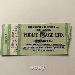 Public Image LTD First Avenue Minnesota Concert Ticket Stub Vintage October 1982