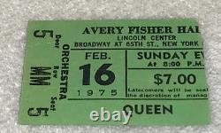 QUEEN 1975 BOX OFFICE CONCERT TICKET STUB AVERY FISHER HALL NY Freddie Mercury